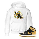 1s Black Metallic Gold shirts to match jordans Don't Touch My Kicks sneaker match tees Jordan 1 High OG Black and Gold SNRT Sneaker Tees streetwear brand Baby and Youth White 1 cotton tee