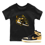 1s Black Metallic Gold shirts to match jordans Don't Touch My Kicks sneaker match tees Jordan 1 High OG Black and Gold SNRT Sneaker Tees streetwear brand Baby and Youth Black 1 cotton tee