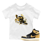 1s Black Metallic Gold shirts to match jordans Don't Touch My Kicks sneaker match tees Jordan 1 High OG Black and Gold SNRT Sneaker Tees streetwear brand Baby and Youth White 1 cotton tee