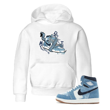 1s Denim shirts to match jordans Don't Touch My Kicks sneaker match tees Air Jordan 1 Denim SNRT Sneaker Tees streetwear brand Baby and Youth White 1 cotton tee