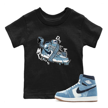 1s Denim shirts to match jordans Don't Touch My Kicks sneaker match tees Air Jordan 1 Denim SNRT Sneaker Tees streetwear brand Baby and Youth Black 1 cotton tee