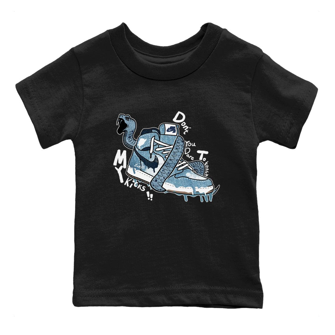 1s Denim shirts to match jordans Don't Touch My Kicks sneaker match tees Air Jordan 1 Denim SNRT Sneaker Tees streetwear brand Baby and Youth Black 2 cotton tee
