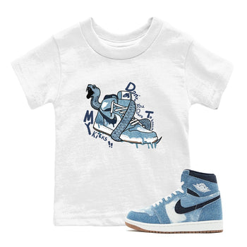 1s Denim shirts to match jordans Don't Touch My Kicks sneaker match tees Air Jordan 1 Denim SNRT Sneaker Tees streetwear brand Baby and Youth White 1 cotton tee