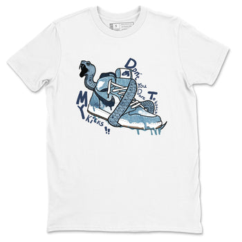 1s Denim shirts to match jordans Don't Touch My Kicks sneaker match tees Air Jordan 1 Denim SNRT Sneaker Tees streetwear brand White 2 unisex cotton tee