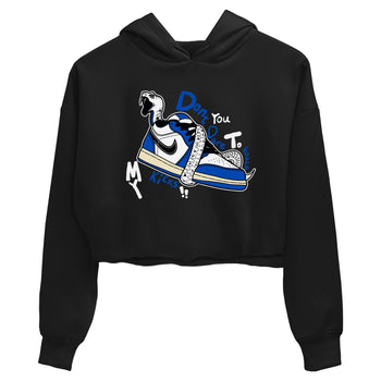 1s Game Royal shirts to match jordans Don't Touch My Kicks sneaker match tees Air Jordan 1 Retro Low OG Game Royal match shoes to clothes SNRT Sneaker Tees unisex cotton Black 2 crop tee