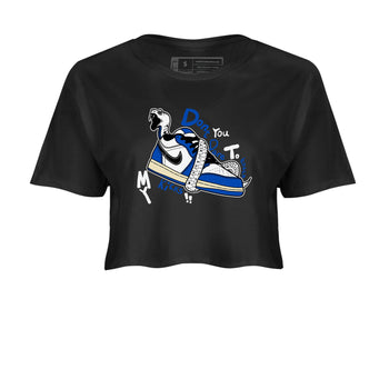 1s Game Royal shirts to match jordans Don't Touch My Kicks sneaker match tees Air Jordan 1 Retro Low OG Game Royal match shoes to clothes SNRT Sneaker Tees unisex cotton Black 2 crop tee