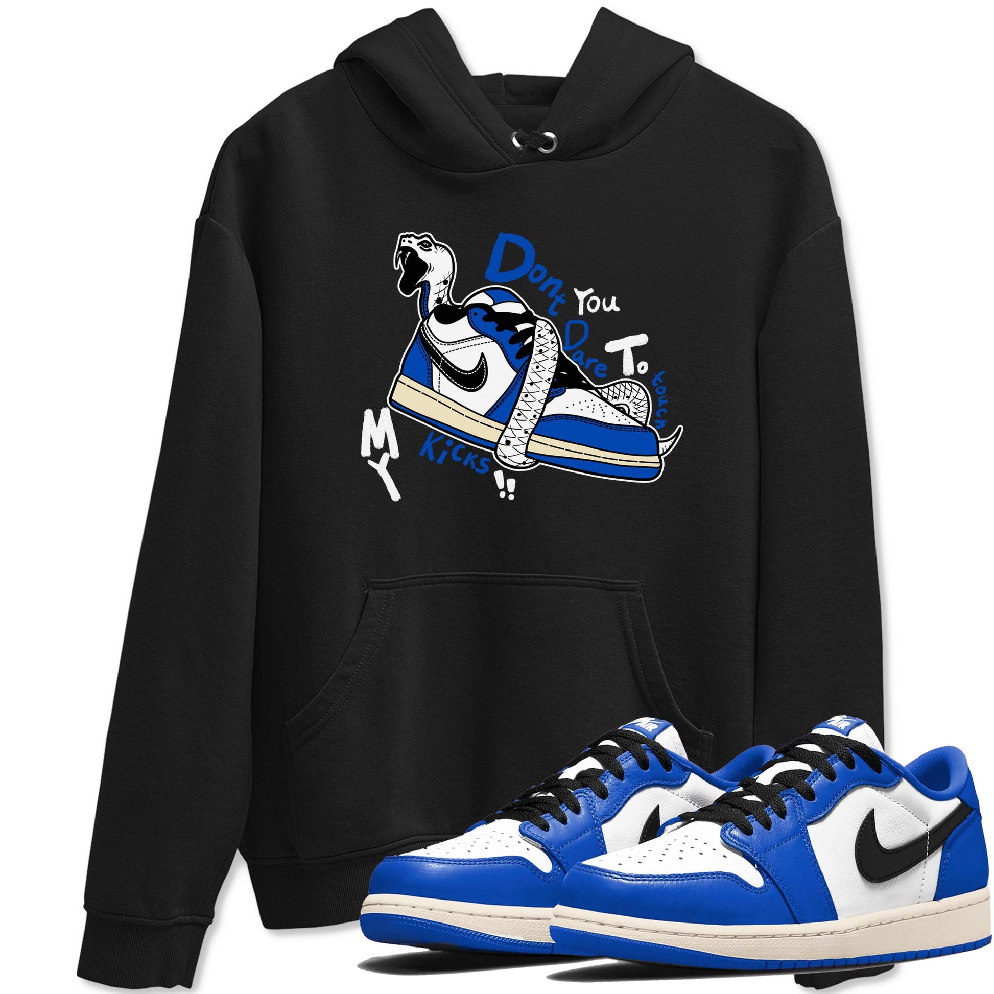 1s Game Royal shirts to match jordans Don't Touch My Kicks sneaker match tees Air Jordan 1 Retro Low OG Game Royal match shoes to clothes SNRT Sneaker Tees unisex cotton Black 1 shirts