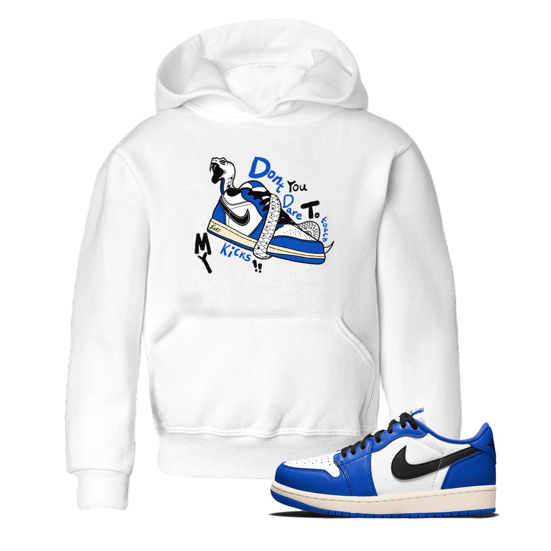 1s Game Royal shirts to match jordans Don't Touch My Kicks sneaker match tees Air Jordan 1 Retro Low OG Game Royal match shoes to clothes SNRT Sneaker Tees Youth Baby White 1 tee
