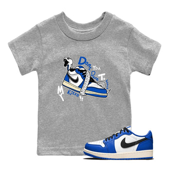 1s Game Royal shirts to match jordans Don't Touch My Kicks sneaker match tees Air Jordan 1 Retro Low OG Game Royal match shoes to clothes SNRT Sneaker Tees Youth Baby Heather Grey 1 tee