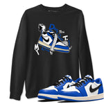 1s Game Royal shirts to match jordans Don't Touch My Kicks sneaker match tees Air Jordan 1 Retro Low OG Game Royal match shoes to clothes SNRT Sneaker Tees unisex cotton Black 1 shirts