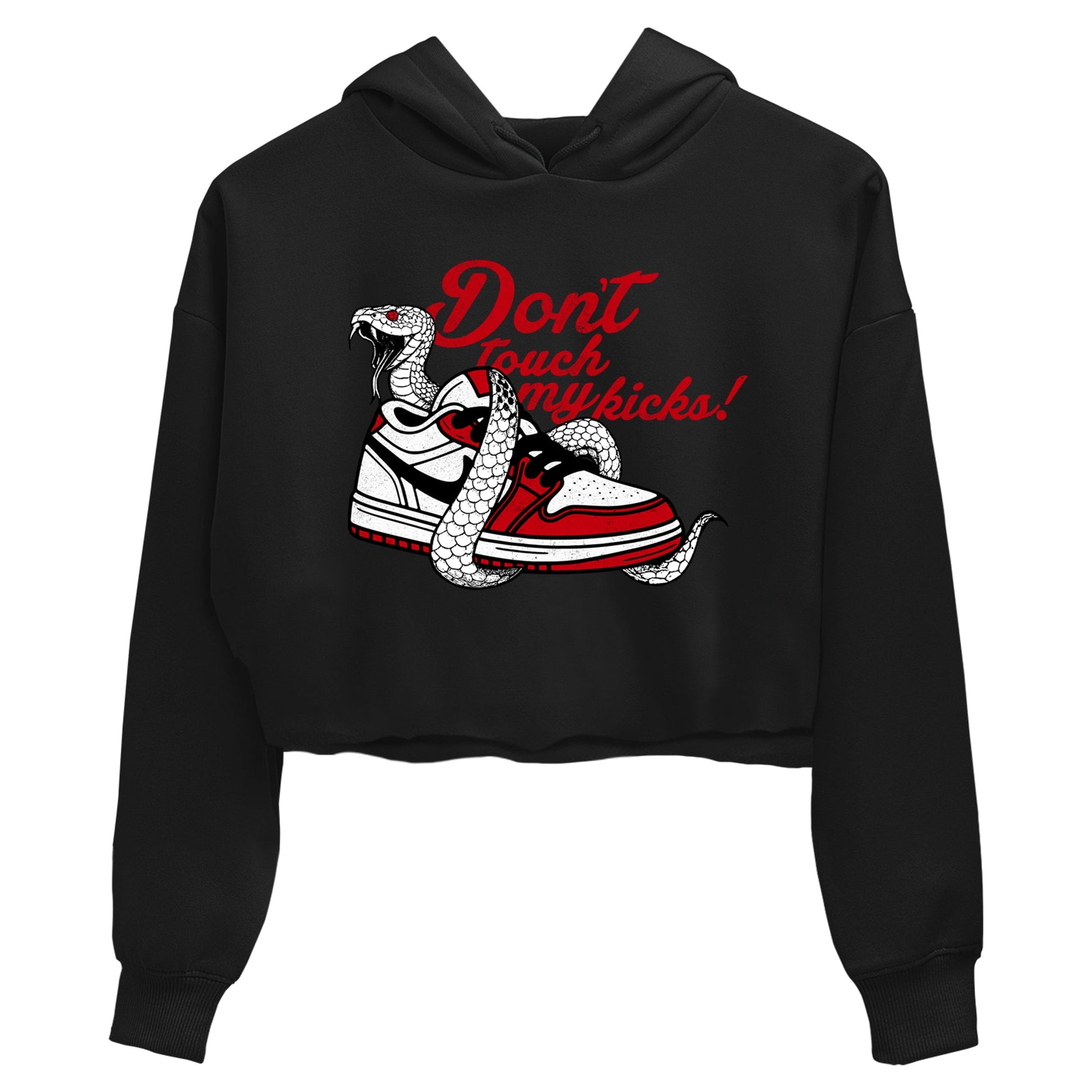 Best Sneakerfit graphic tee – Sneaker Tees To Match Air Jordan 1 Low Chicago Sneakers – Don't Touch My Kicks Crop T-Shirt Black 2