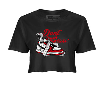 Best Sneakerfit graphic tee – Sneaker Tees To Match Air Jordan 1 Low Chicago Sneakers – Don't Touch My Kicks Crop T-Shirt Black 2