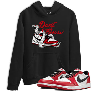 Best Sneakerfit graphic tee – Sneaker Tees To Match Air Jordan 1 Low Chicago Sneakers – Don't Touch My Kicks Tee Black 1