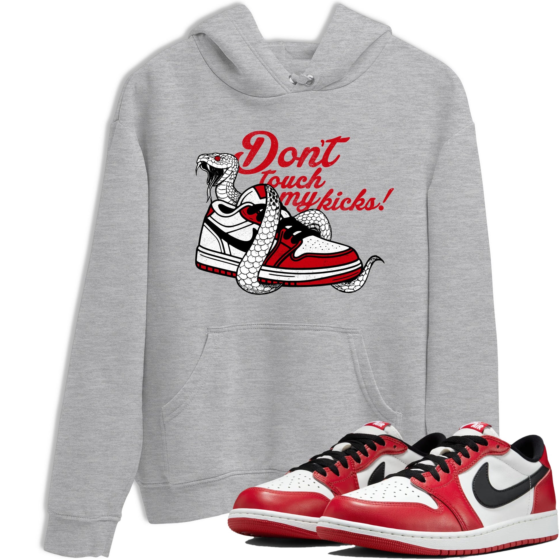 Best Sneakerfit graphic tee – Sneaker Tees To Match Air Jordan 1 Low Chicago Sneakers – Don't Touch My Kicks Tee Heather Grey 1