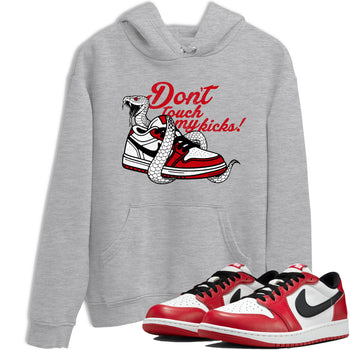 Best Sneakerfit graphic tee – Sneaker Tees To Match Air Jordan 1 Low Chicago Sneakers – Don't Touch My Kicks Tee Heather Grey 1