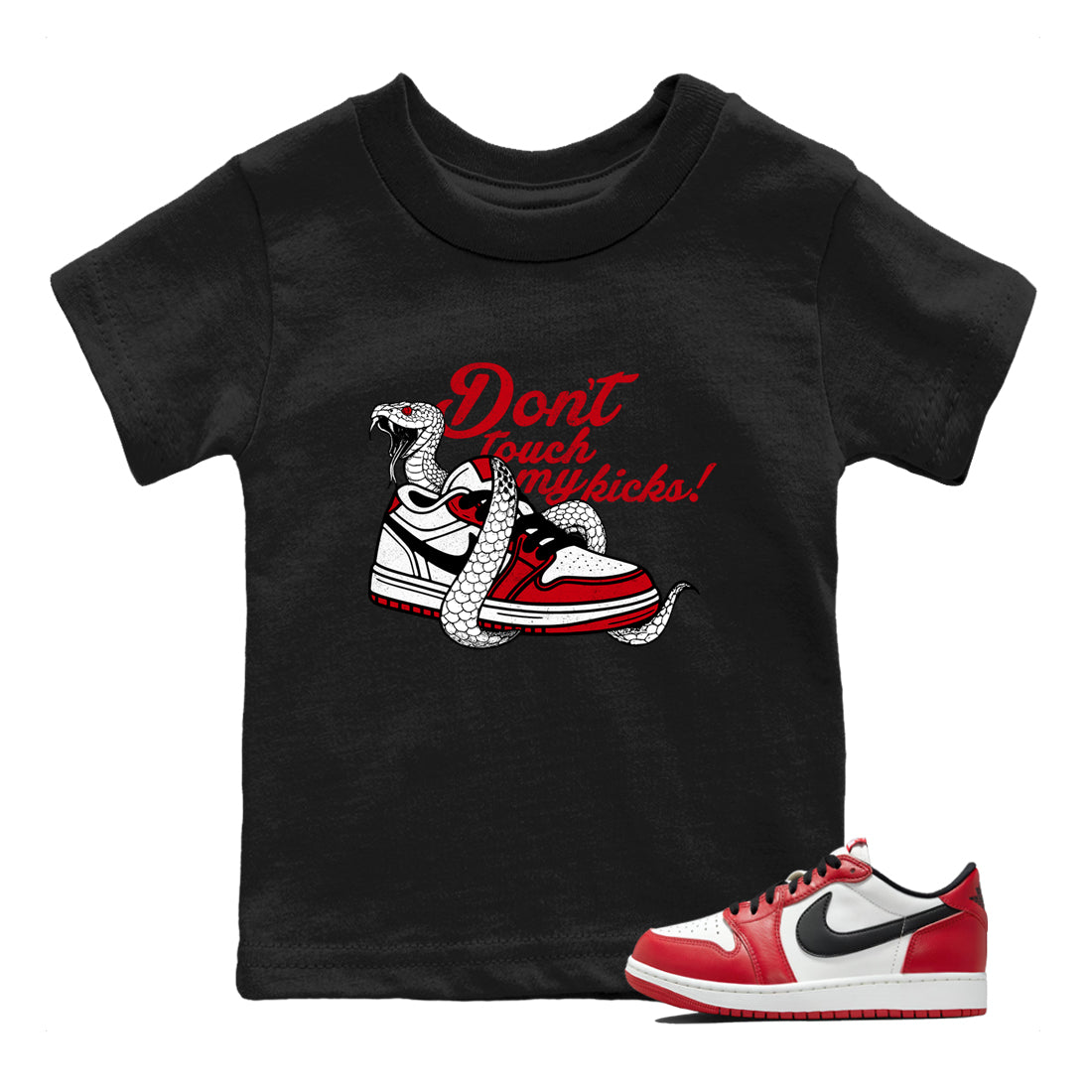 Best Sneakerfit graphic tee – Sneaker Tees To Match Air Jordan 1 Low Chicago Sneakers – Don't Touch My Kicks Kids T-Shirt Black 1