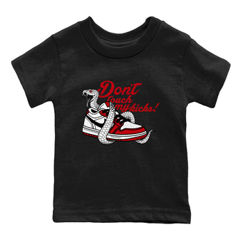 Best Sneakerfit graphic tee – Sneaker Tees To Match Air Jordan 1 Low Chicago Sneakers – Don't Touch My Kicks Kids T-Shirt Black 2
