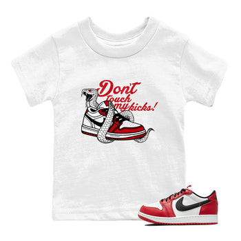 Best Sneakerfit graphic tee – Sneaker Tees To Match Air Jordan 1 Low Chicago Sneakers – Don't Touch My Kicks Kids T-Shirt White 1