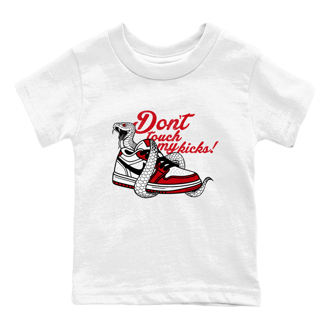 Best Sneakerfit graphic tee – Sneaker Tees To Match Air Jordan 1 Low Chicago Sneakers – Don't Touch My Kicks Kids T-Shirt White 2