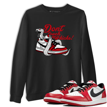 Best Sneakerfit graphic tee – Sneaker Tees To Match Air Jordan 1 Low Chicago Sneakers – Don't Touch My Kicks Tee Black 1