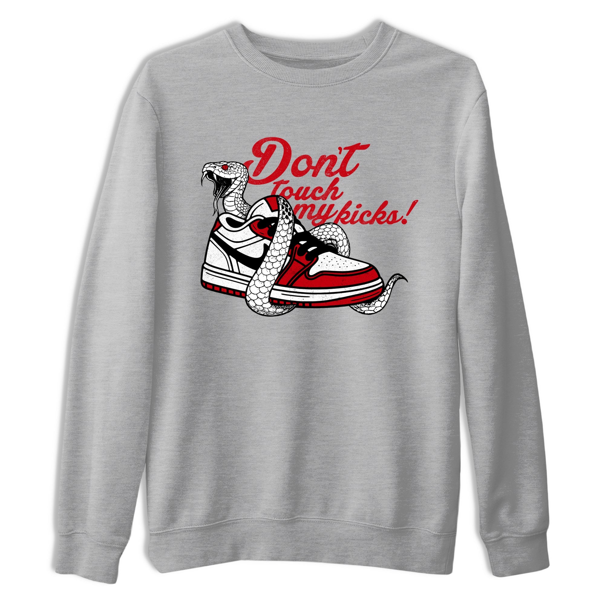 Best Sneakerfit graphic tee – Sneaker Tees To Match Air Jordan 1 Low Chicago Sneakers – Don't Touch My Kicks Tee Heather Grey 2