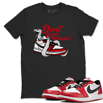 Best Sneakerfit graphic tee – Sneaker Tees To Match Air Jordan 1 Low Chicago Sneakers – Don't Touch My Kicks Tee Black 1
