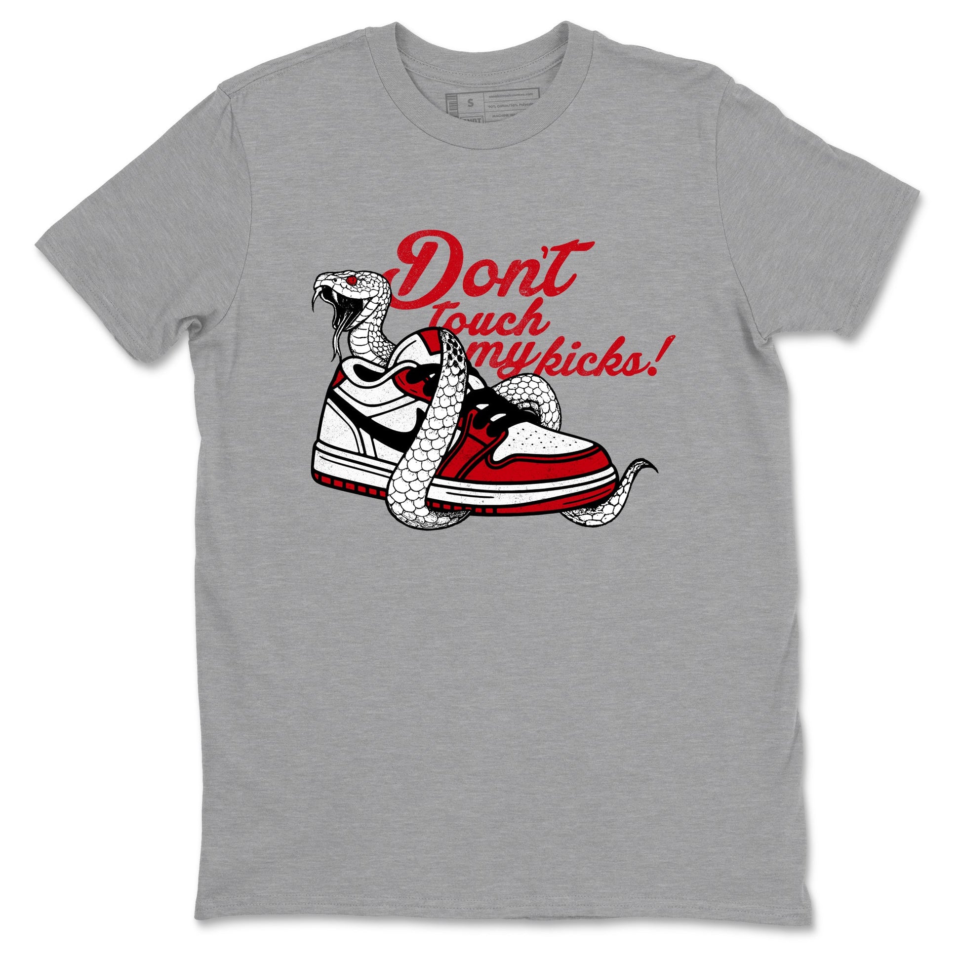 Best Sneakerfit graphic tee – Sneaker Tees To Match Air Jordan 1 Low Chicago Sneakers – Don't Touch My Kicks Tee Heather Grey 2