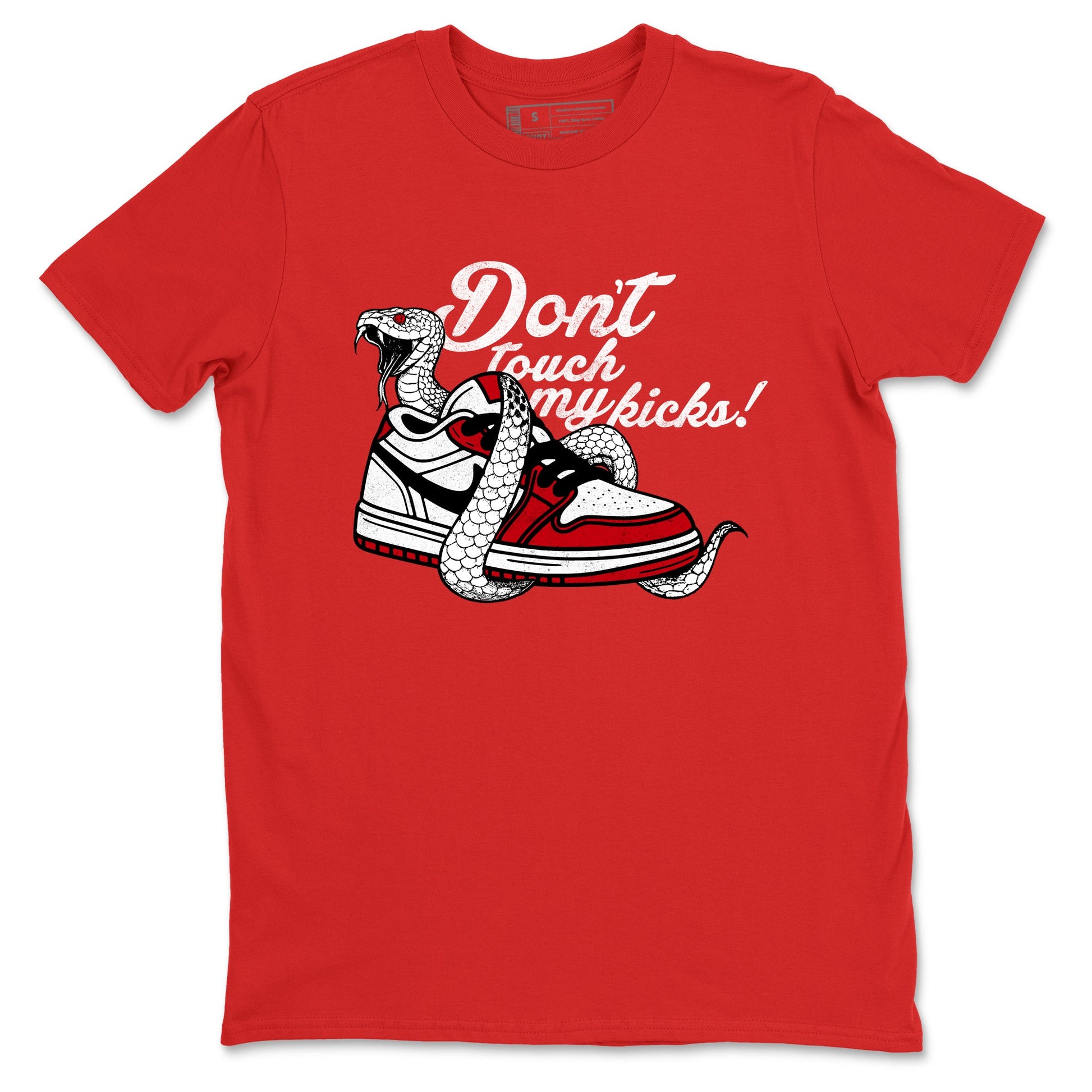 Best Sneakerfit graphic tee – Sneaker Tees To Match Air Jordan 1 Low Chicago Sneakers – Don't Touch My Kicks Tee Red 2