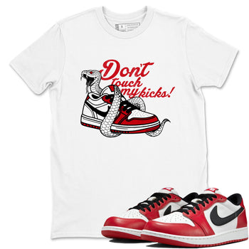 Best Sneakerfit graphic tee – Sneaker Tees To Match Air Jordan 1 Low Chicago Sneakers – Don't Touch My Kicks Tee White 1