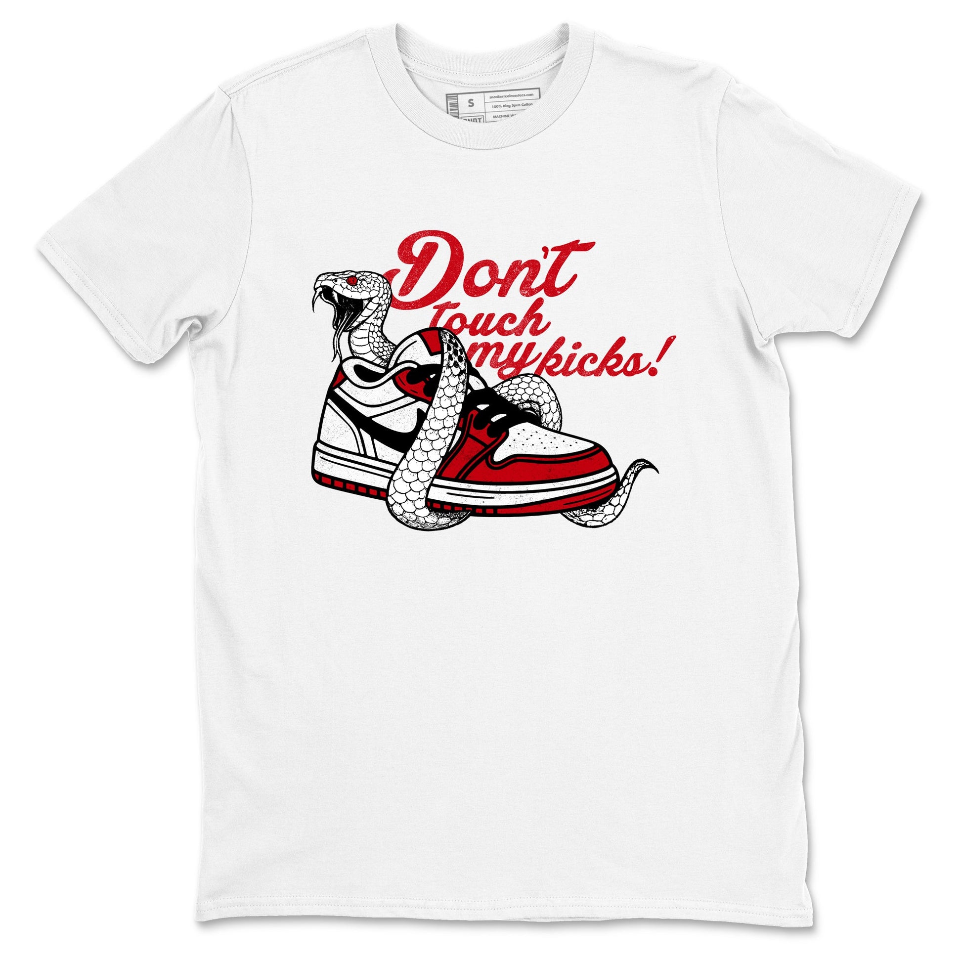 Best Sneakerfit graphic tee – Sneaker Tees To Match Air Jordan 1 Low Chicago Sneakers – Don't Touch My Kicks Tee White 2