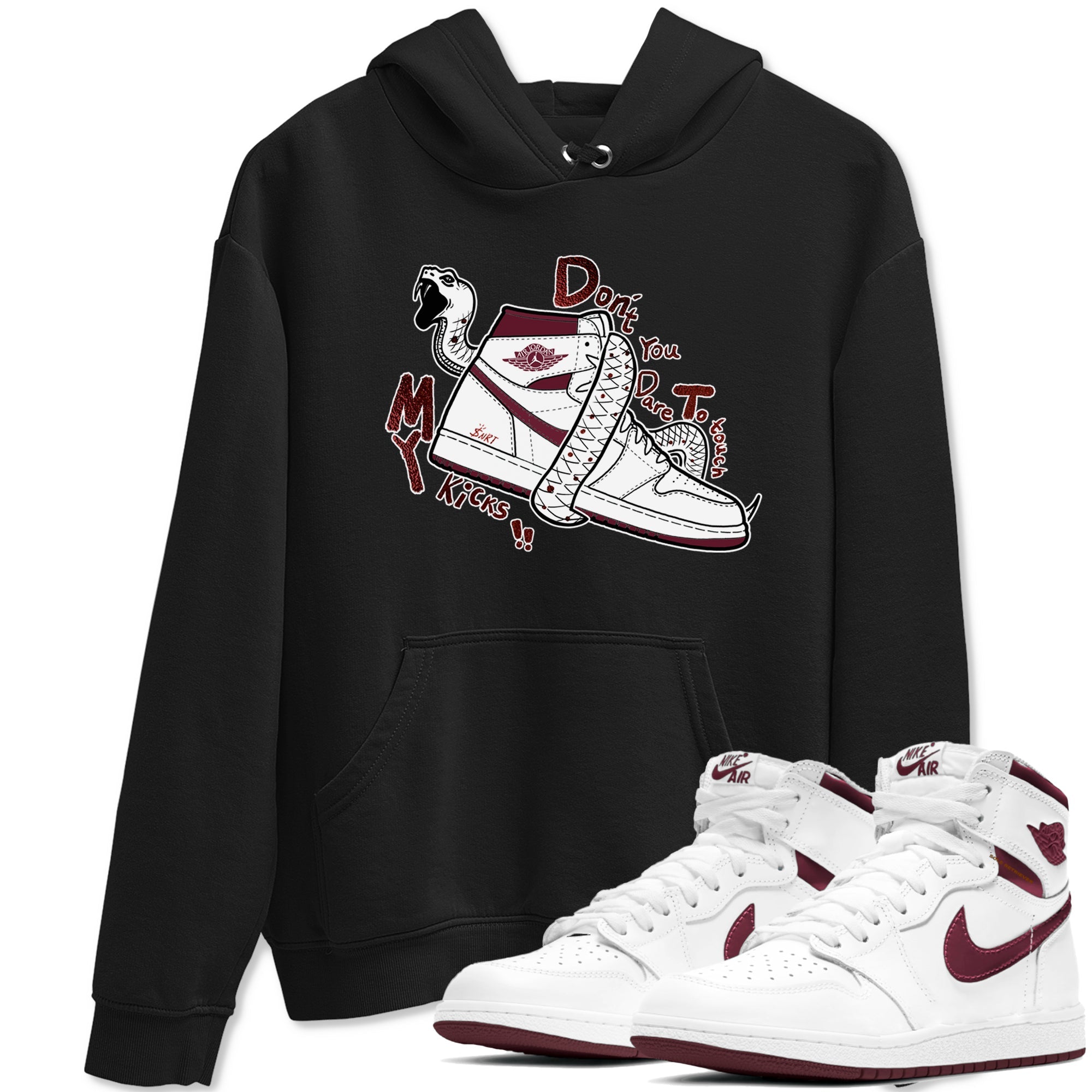 AJ1 High '85 Metallic Burgundy shirts to match jordans Don't Touch My Kicks sneaker match tees 1s High '85 Metallic Burgundy SNRT Sneaker Tees streetwear brand Black 1 unisex cotton tee