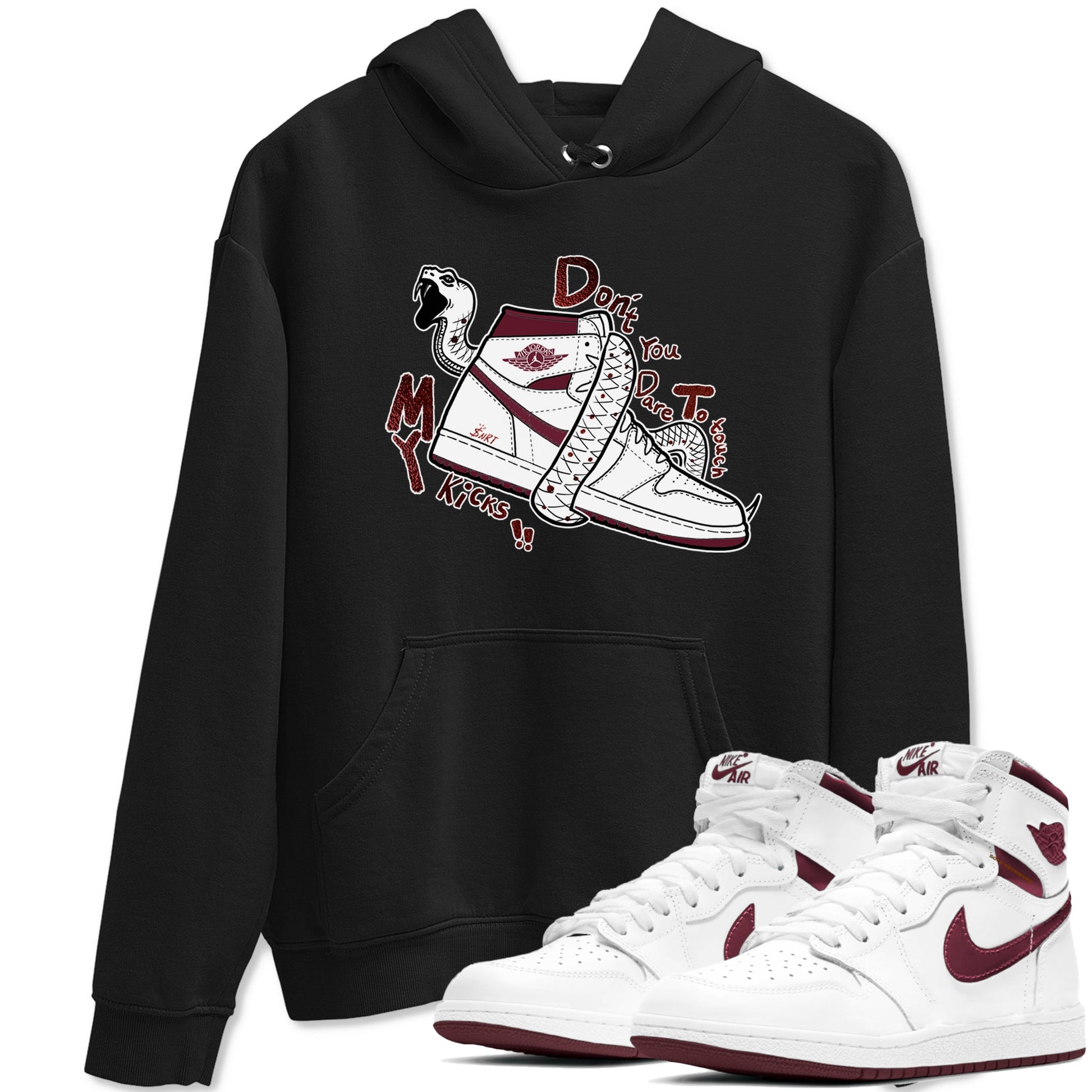AJ1 High '85 Metallic Burgundy shirts to match jordans Don't Touch My Kicks sneaker match tees 1s High '85 Metallic Burgundy SNRT Sneaker Tees streetwear brand Black 1 unisex cotton tee