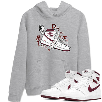 AJ1 High '85 Metallic Burgundy shirts to match jordans Don't Touch My Kicks sneaker match tees 1s High '85 Metallic Burgundy SNRT Sneaker Tees streetwear brand Heather Grey 1 unisex cotton tee