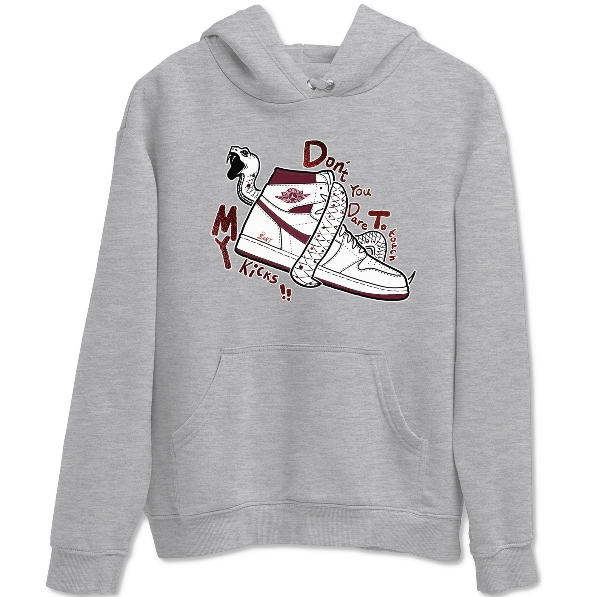 AJ1 High '85 Metallic Burgundy shirts to match jordans Don't Touch My Kicks sneaker match tees 1s High '85 Metallic Burgundy SNRT Sneaker Tees streetwear brand Heather Grey 2 unisex cotton tee
