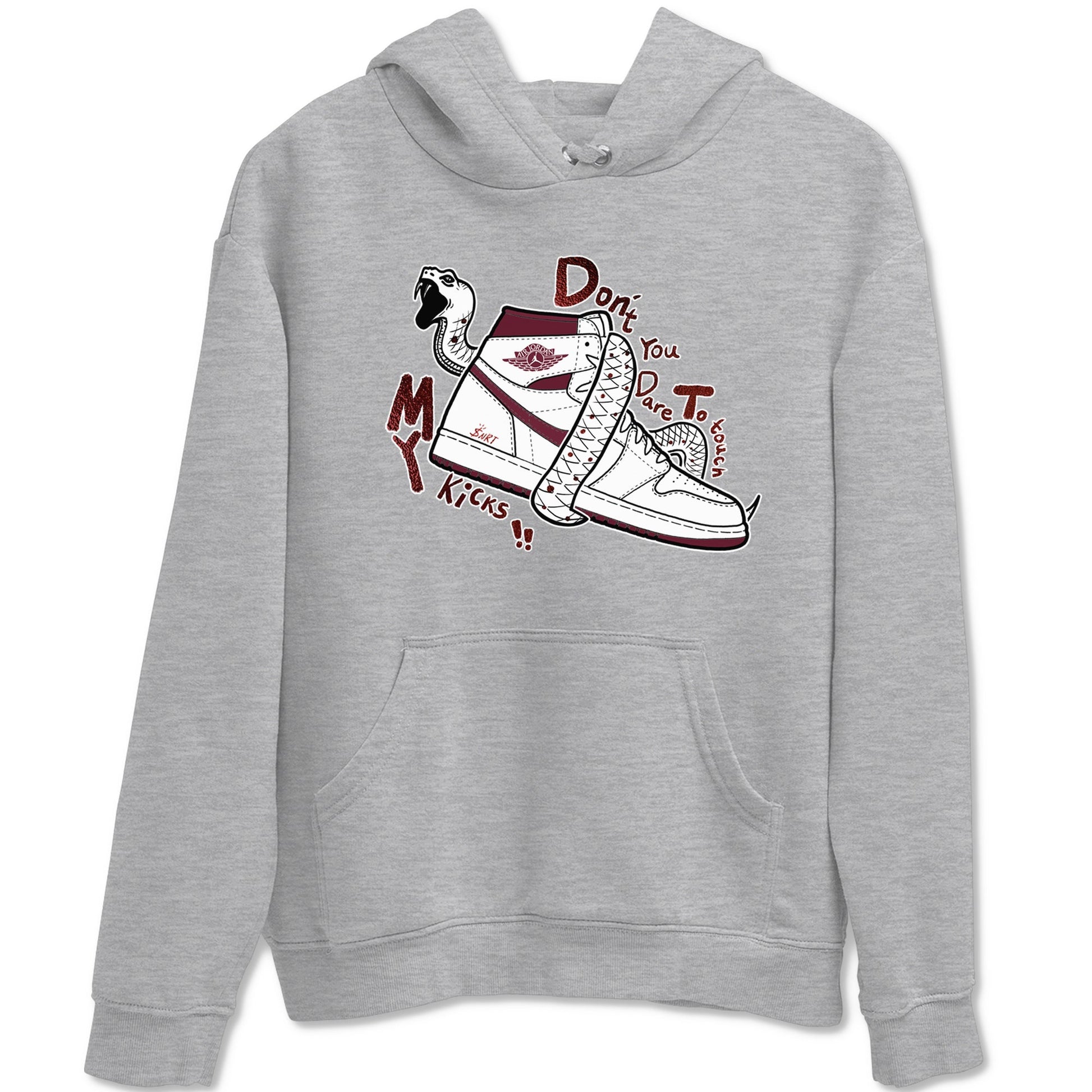 AJ1 High '85 Metallic Burgundy shirts to match jordans Don't Touch My Kicks sneaker match tees 1s High '85 Metallic Burgundy SNRT Sneaker Tees streetwear brand Heather Grey 2 unisex cotton tee