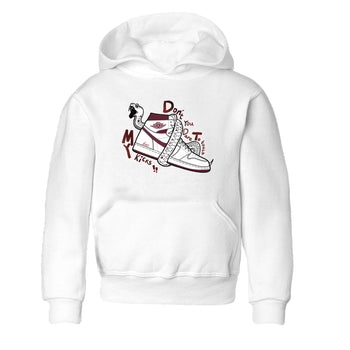 AJ1 High '85 Metallic Burgundy shirts to match jordans Don't Touch My Kicks sneaker match tees 1s High '85 Metallic Burgundy SNRT Sneaker Tees streetwear brand Baby and Youth White 2 cotton tee