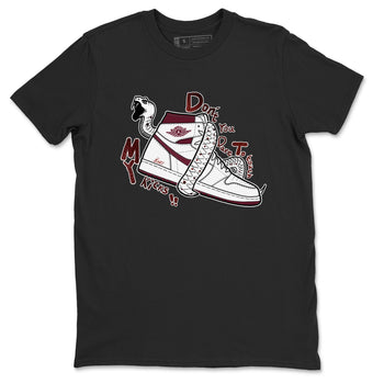 AJ1 High '85 Metallic Burgundy shirts to match jordans Don't Touch My Kicks sneaker match tees 1s High '85 Metallic Burgundy SNRT Sneaker Tees streetwear brand Black 2 unisex cotton tee