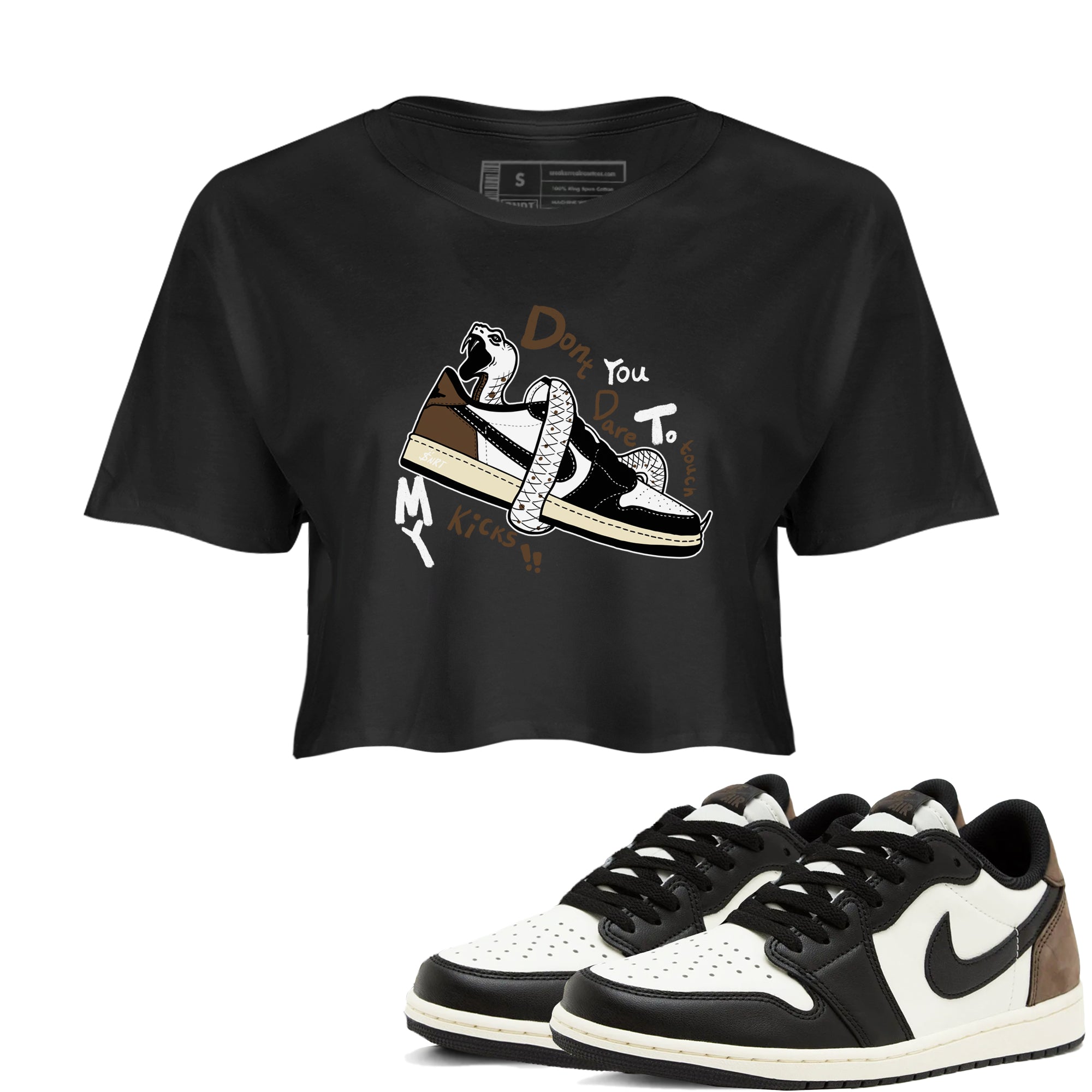 1s Mocha shirts to match jordans Don't Touch My Kicks sneaker match tees Air Jordan 1 Mocha SNRT Sneaker Release Tees unisex cotton Black 1 Crop Shirts