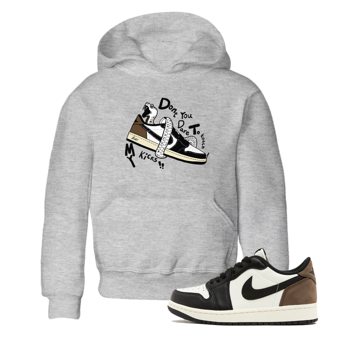 1s Mocha shirts to match jordans Don't Touch My Kicks sneaker match tees Air Jordan 1 Mocha SNRT Sneaker Release Tees Youth Baby Heather Grey 1 crew neck shirts