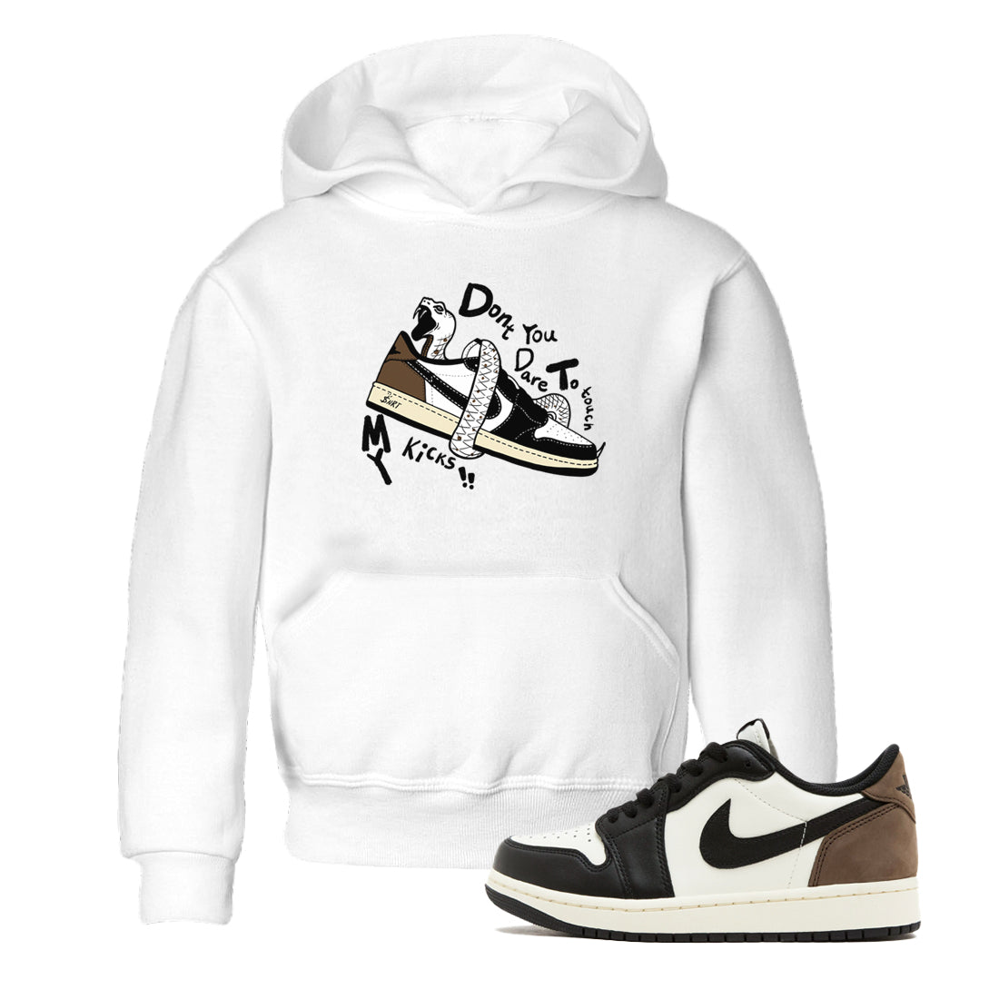 1s Mocha shirts to match jordans Don't Touch My Kicks sneaker match tees Air Jordan 1 Mocha SNRT Sneaker Release Tees Youth Baby White 1 crew neck shirts