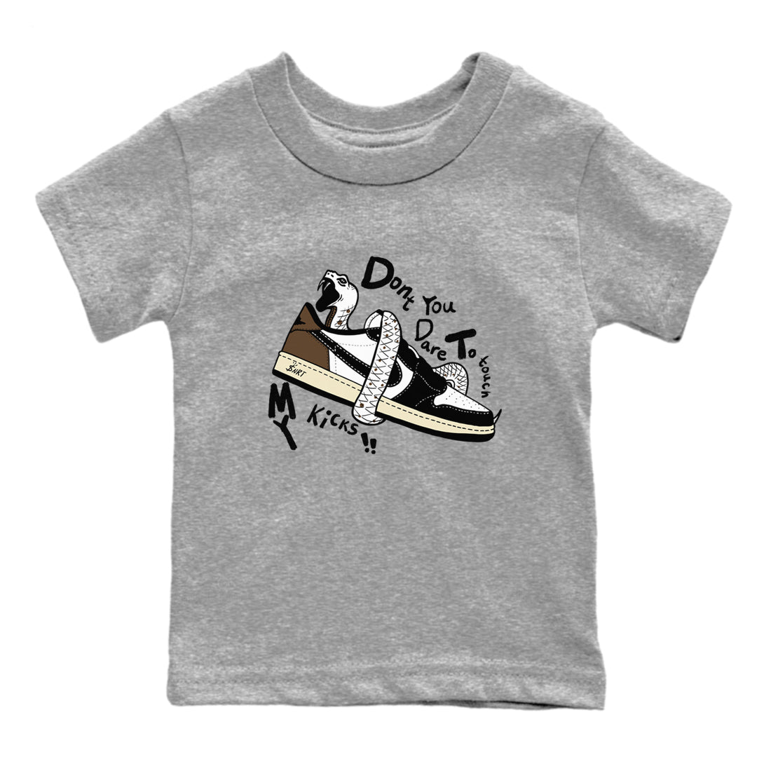 1s Mocha shirts to match jordans Don't Touch My Kicks sneaker match tees Air Jordan 1 Mocha SNRT Sneaker Release Tees Youth Baby Heather Grey 2 crew neck shirts