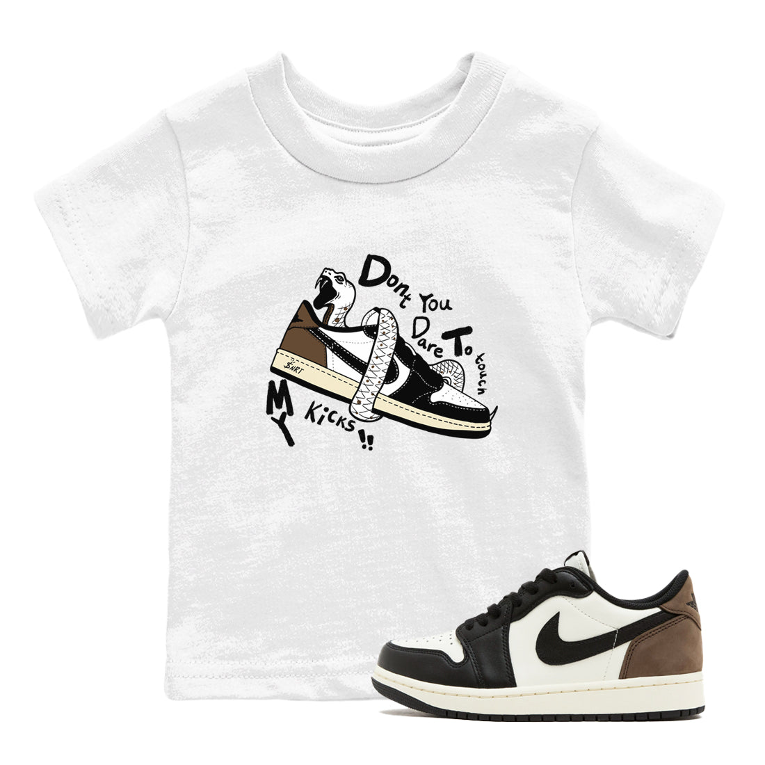 1s Mocha shirts to match jordans Don't Touch My Kicks sneaker match tees Air Jordan 1 Mocha SNRT Sneaker Release Tees Youth Baby White 1 crew neck shirts