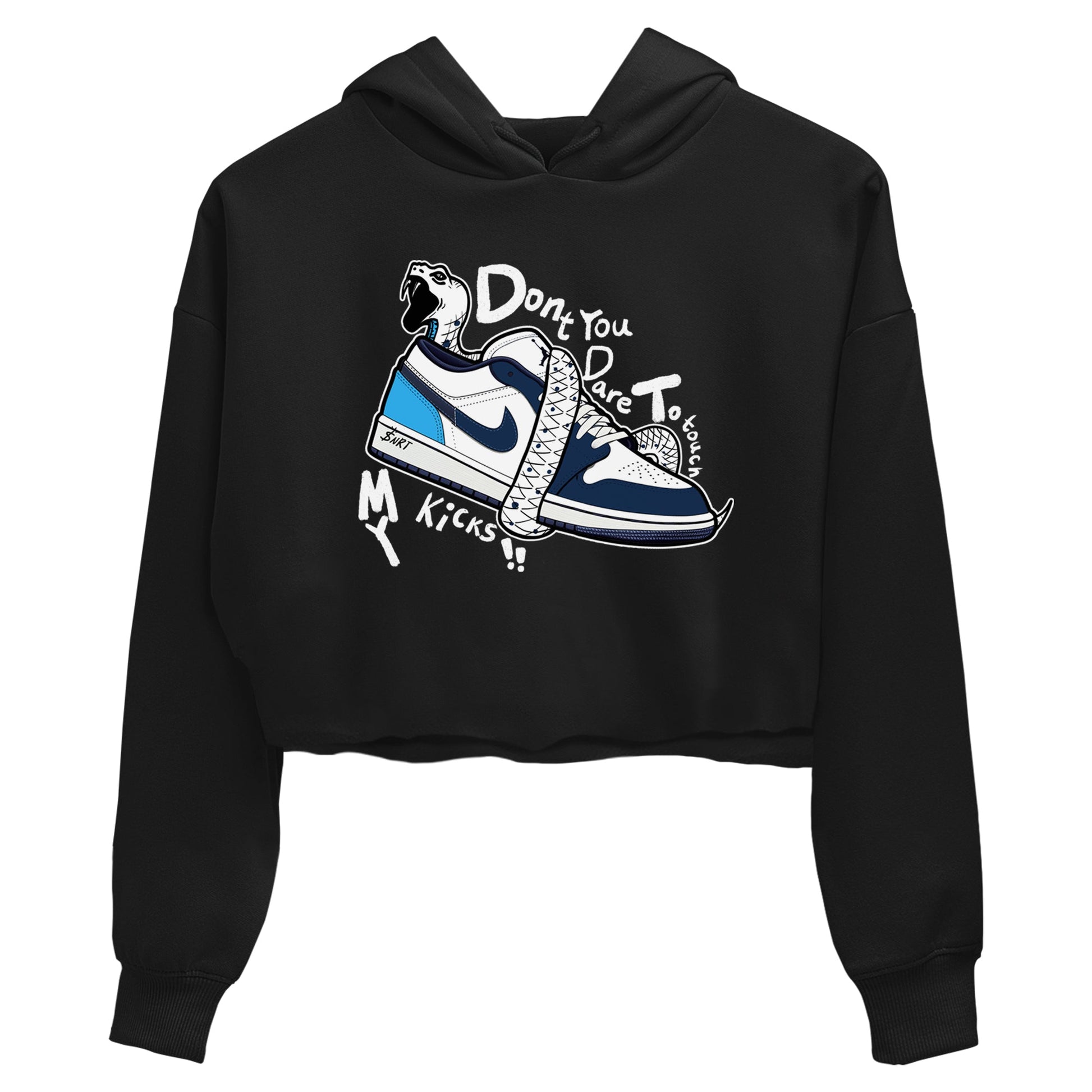 1s Obsidian shirts to match jordans Don't Touch My Kicks shirts to match Jordans AJ1 Retro Low OG Obsidian match shoes to clothes SNRT Sneaker Tees unisex cotton Black 2 crop tee