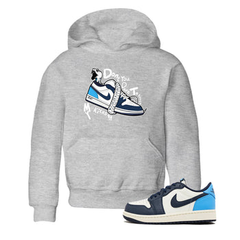 1s Obsidian shirts to match jordans Don't Touch My Kicks shirts to match Jordans AJ1 Retro Low OG Obsidian match shoes to clothes SNRT Sneaker Tees Youth Baby Heather Grey 1 tee