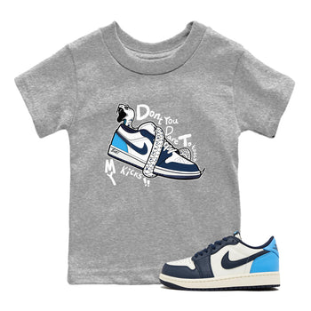 1s Obsidian shirts to match jordans Don't Touch My Kicks shirts to match Jordans AJ1 Retro Low OG Obsidian match shoes to clothes SNRT Sneaker Tees Youth Baby Heather Grey 1 tee
