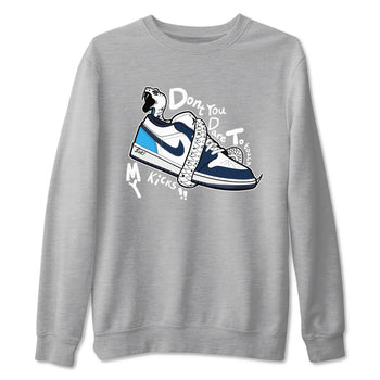 1s Obsidian shirts to match jordans Don't Touch My Kicks shirts to match Jordans AJ1 Retro Low OG Obsidian match shoes to clothes SNRT Sneaker Tees unisex cotton Heather Grey 2 shirts