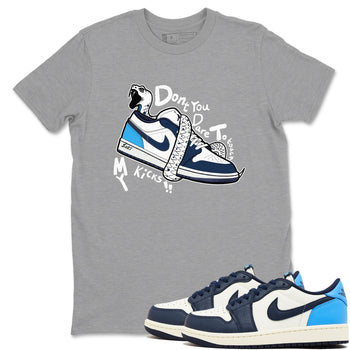 1s Obsidian shirts to match jordans Don't Touch My Kicks shirts to match Jordans AJ1 Retro Low OG Obsidian match shoes to clothes SNRT Sneaker Tees unisex cotton Heather Grey 1 shirts