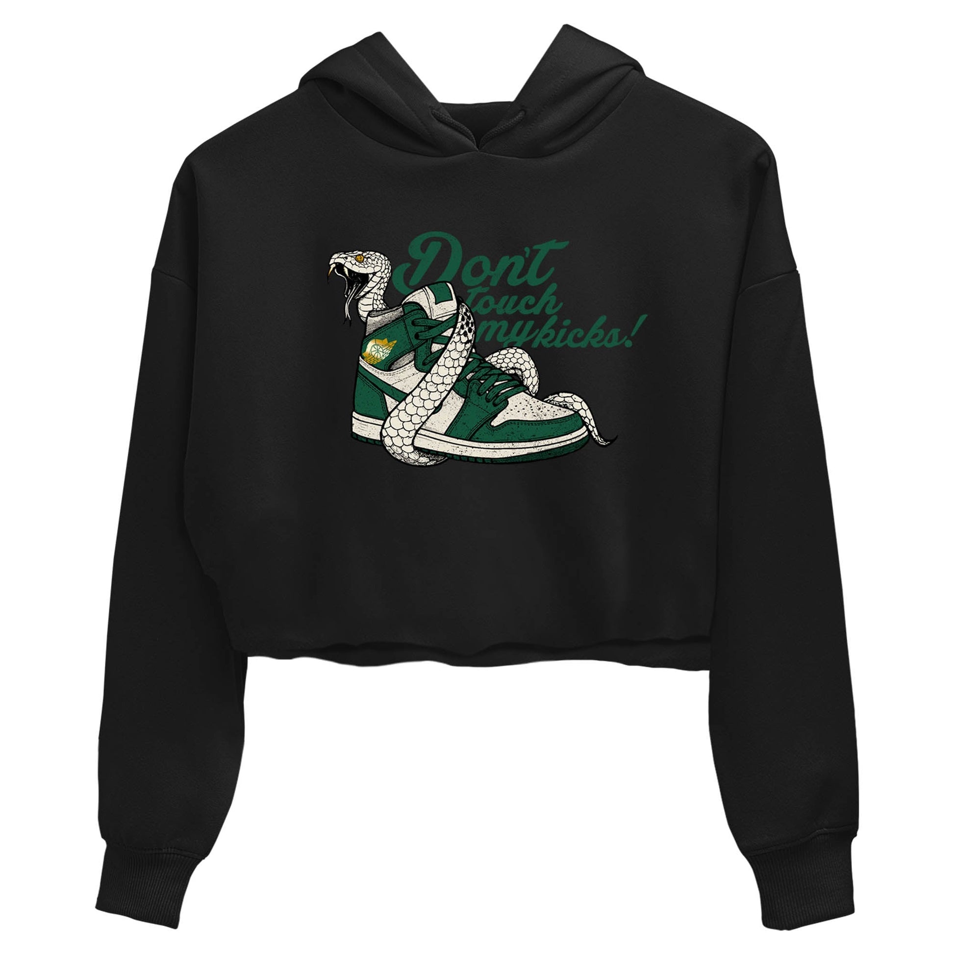 Sneaker Threads – Sneaker Tees To Match Air Jordan 1 Pro Green – Don't Touch My Kicks Crop Tee Black 2. Perfect for Jordan releases 2025 colorways.
