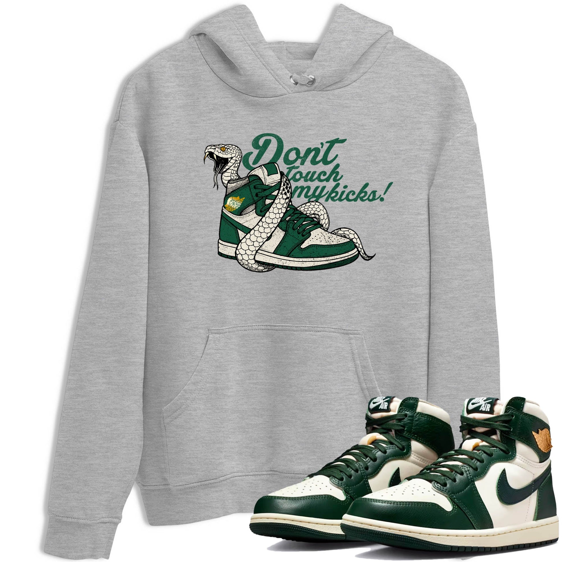 Sneaker Threads – Sneaker Tees To Match Air Jordan 1 Pro Green – Don't Touch My Kicks Graphic Tee Heather Grey 1. Perfect for Jordan releases 2025 colorways.