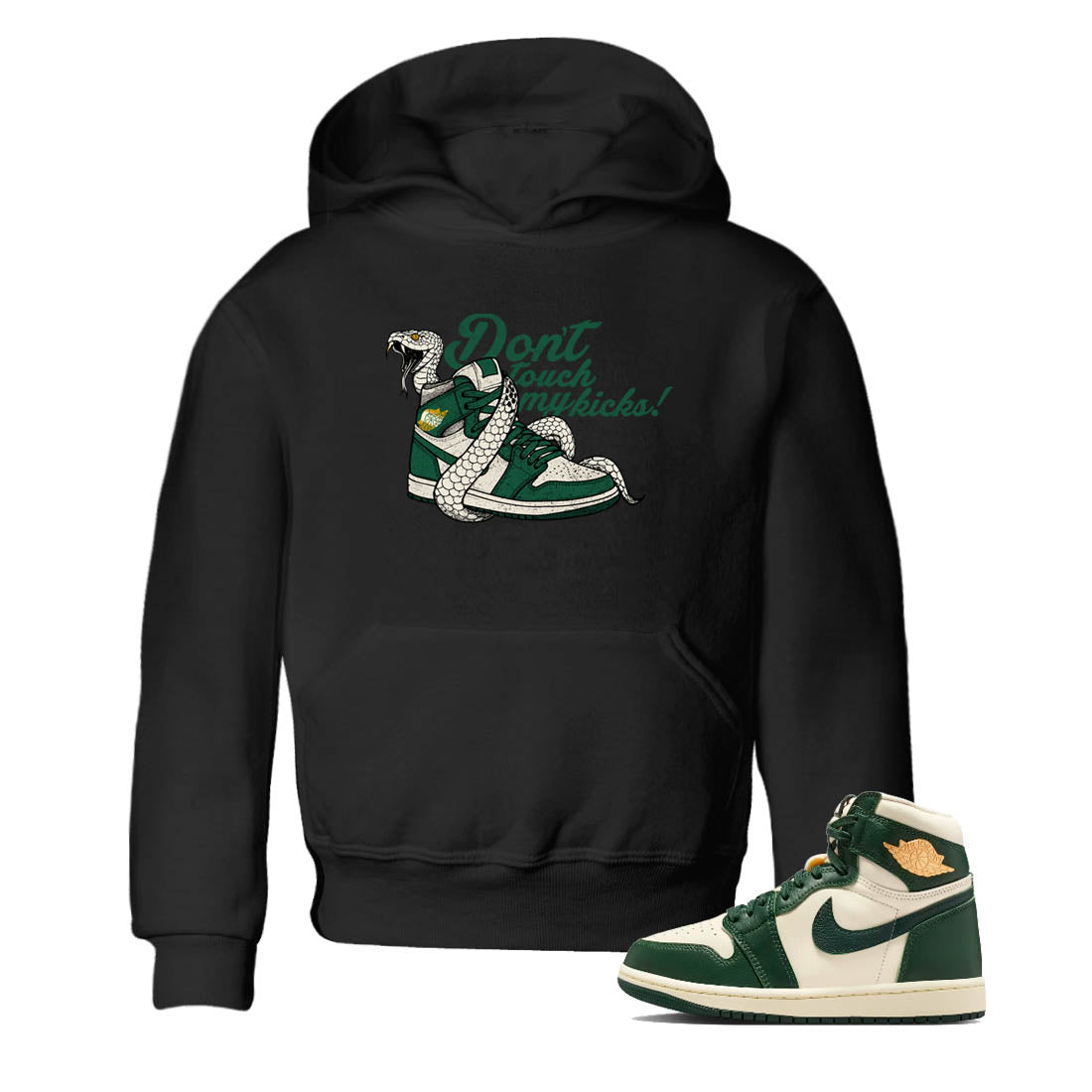 Sneaker Threads – Sneaker Tees To Match Air Jordan 1 Pro Green – Don't Touch My Kicks Youth Graphic Tee Black 1. Perfect for Jordan releases 2025 colorways.